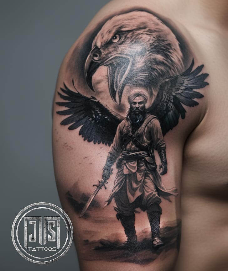 Sikh warrior portrait tattoo Delhi finest artist